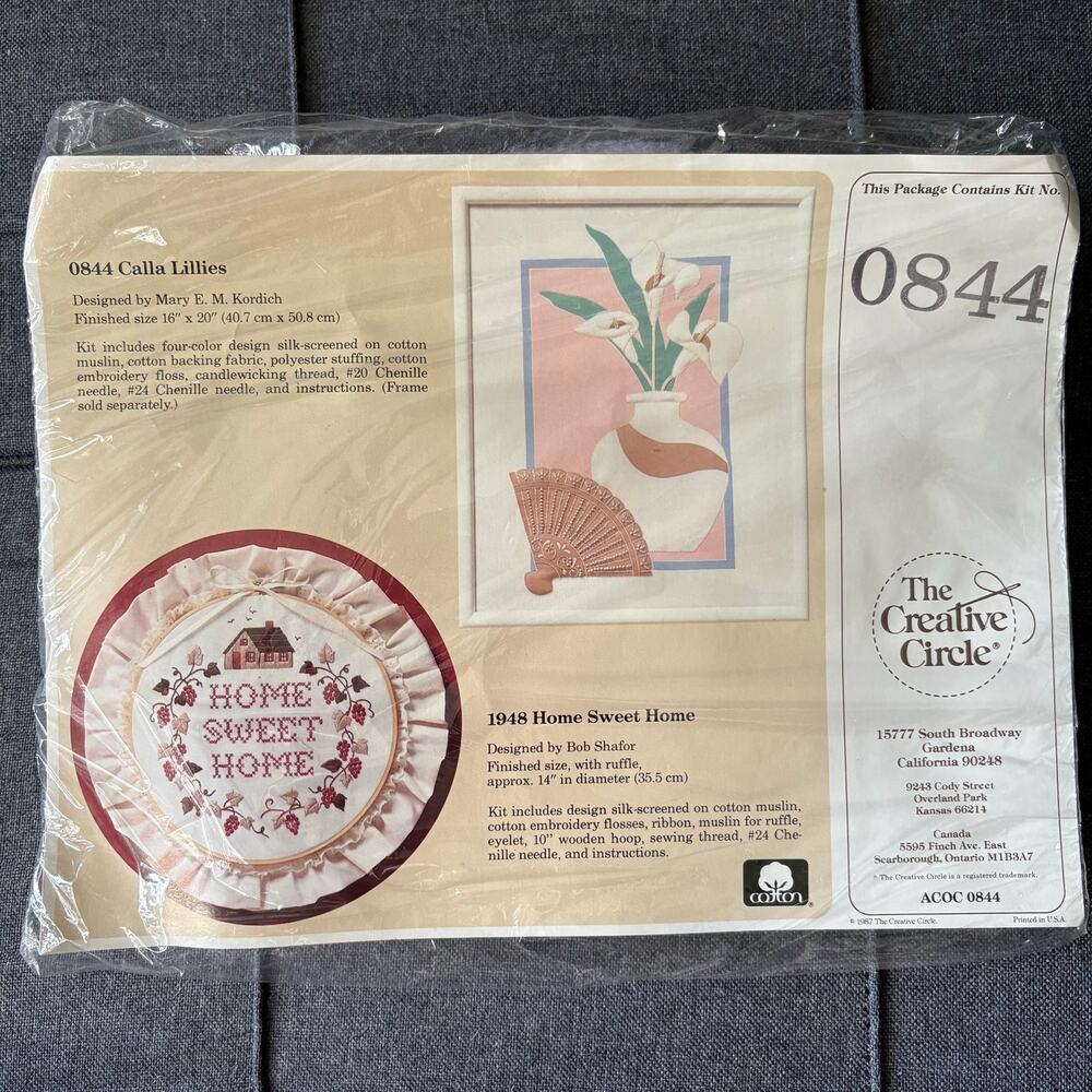 Calla Lillies Vintage Stamped Embroidery Candlewicking Kit The Creative Circle